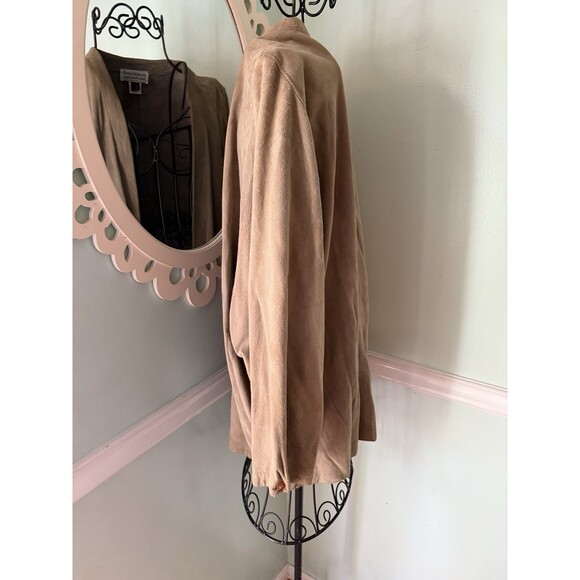 FRENCH CREEK L Womens Tan Jacket Suede Shearling Leather Jacket Coat - Picture 4 of 7